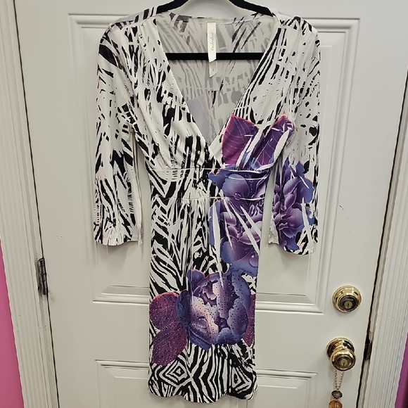 Mini, Zebra Print, Dress, Animal, Party, Festival, Floral, Stretchy, Y2k, 2000s - Picture 1 of 8
